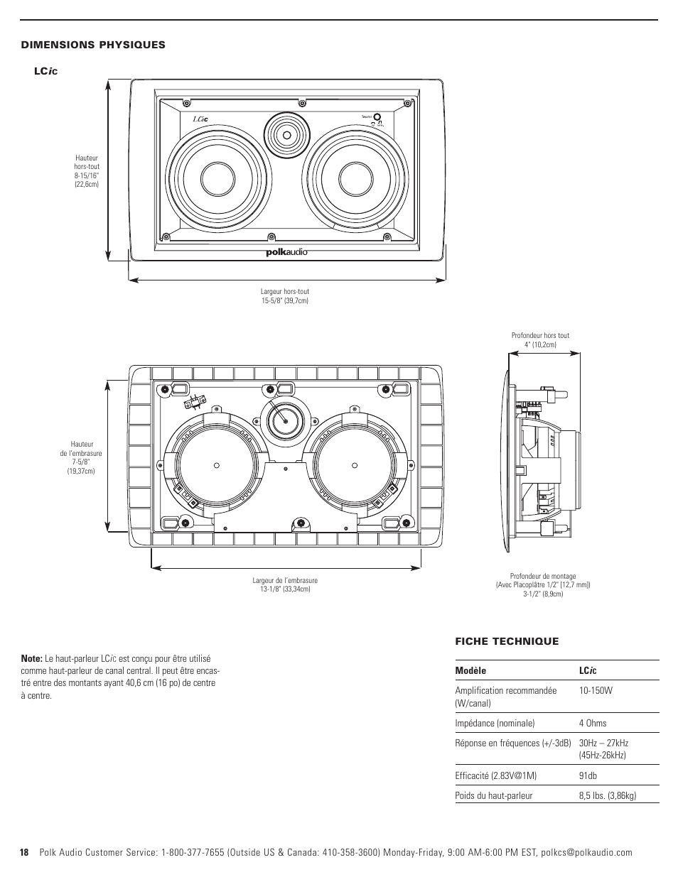 Polk Audio LCi-C User Manual | Page 18 / 22