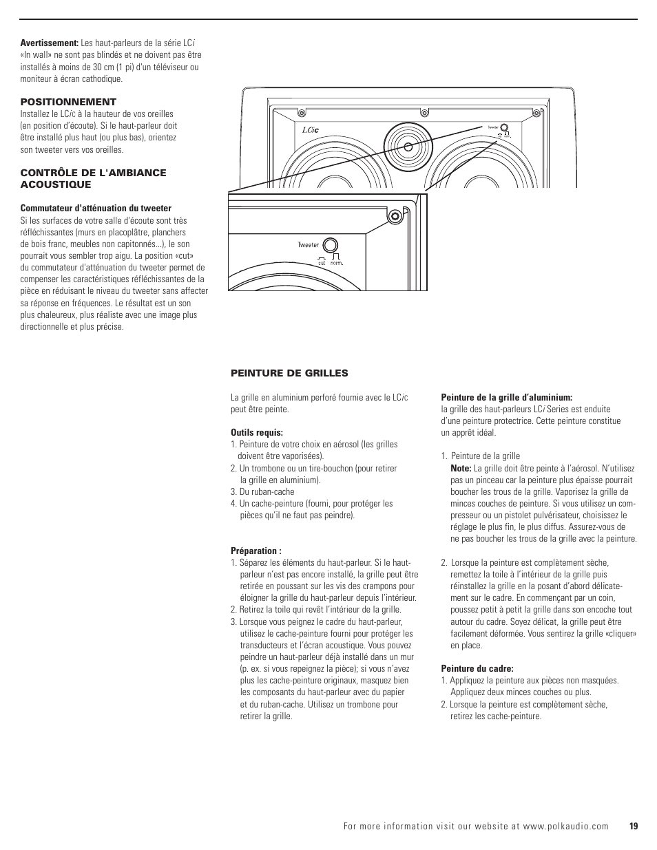 Polk Audio LCi-C User Manual | Page 19 / 22