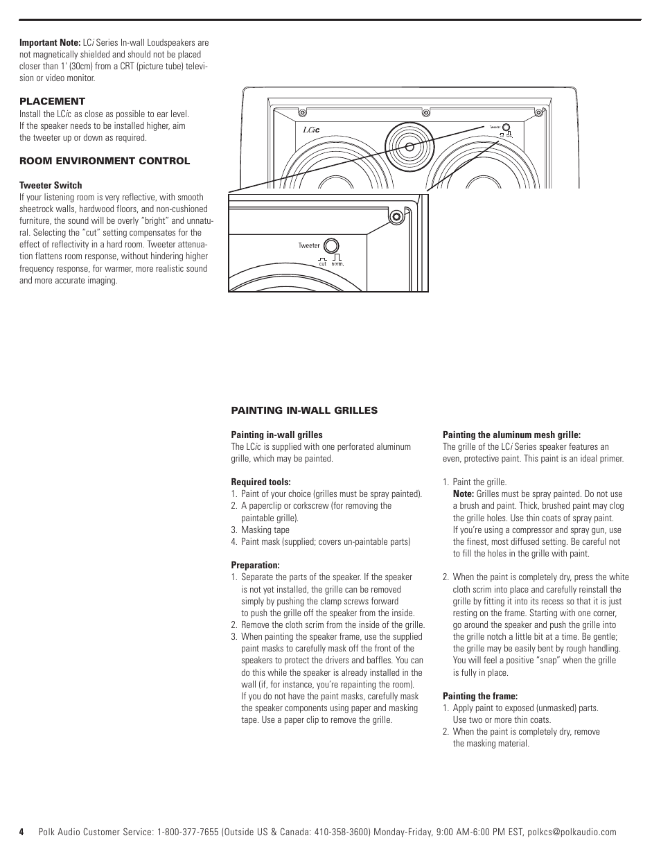 Polk Audio LCi-C User Manual | Page 4 / 22