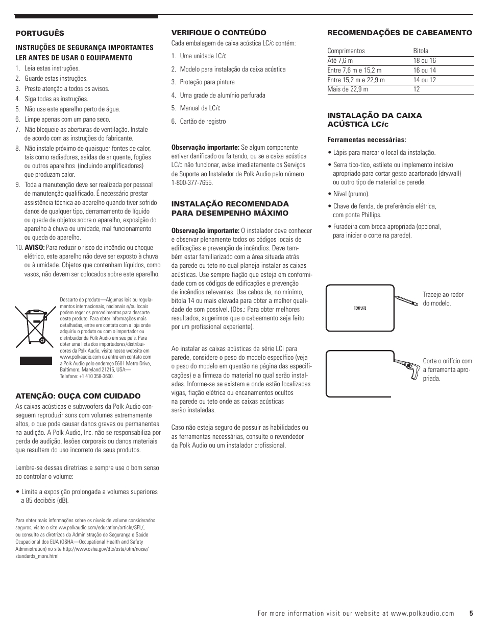 Polk Audio LCi-C User Manual | Page 5 / 22