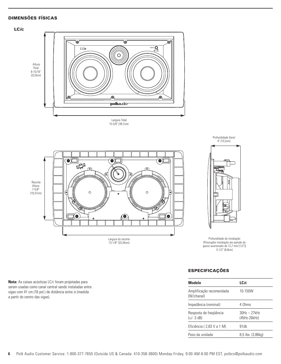 Polk Audio LCi-C User Manual | Page 6 / 22