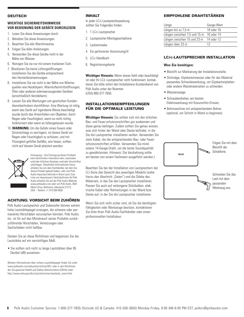 Polk Audio LCi-C User Manual | Page 8 / 22