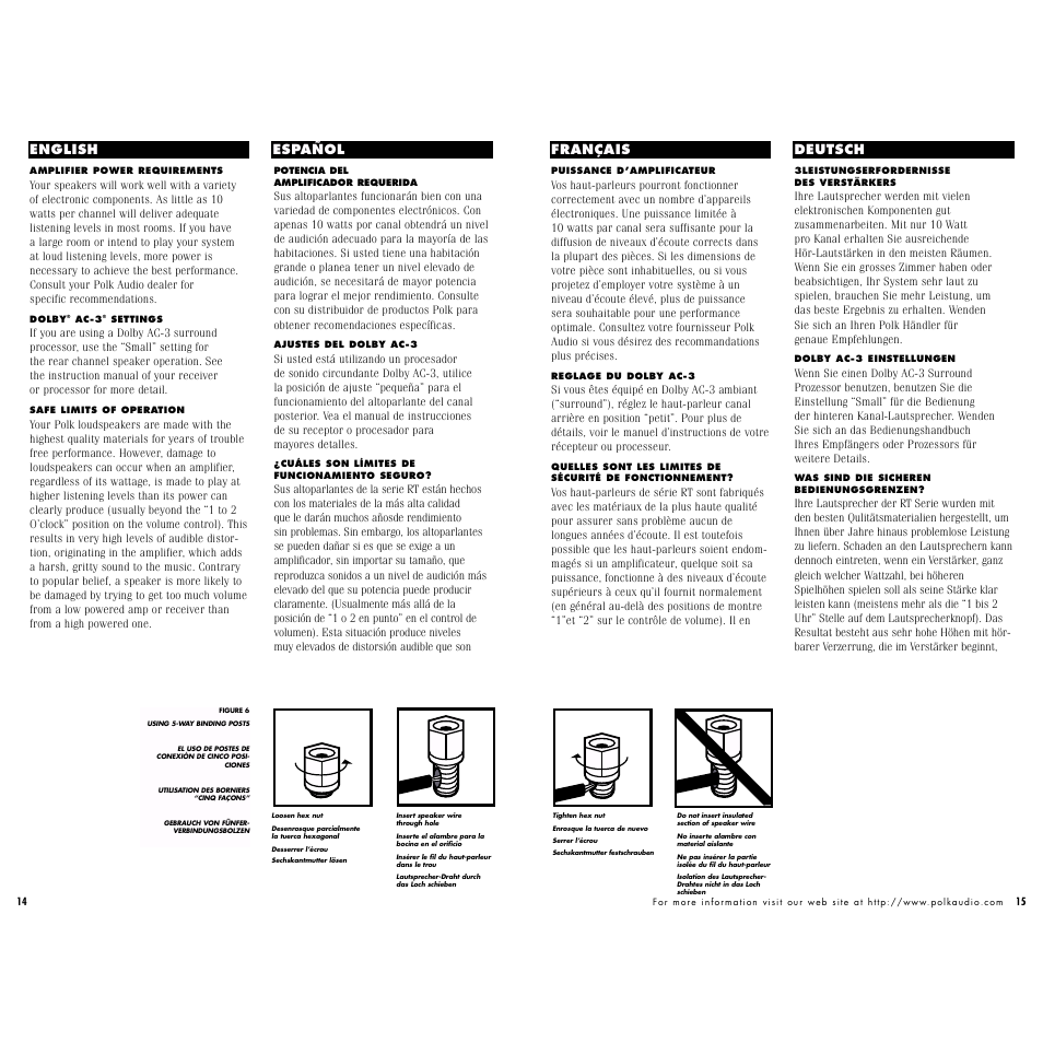 English español français deutsch | Polk Audio FX500i User Manual | Page 9 / 12