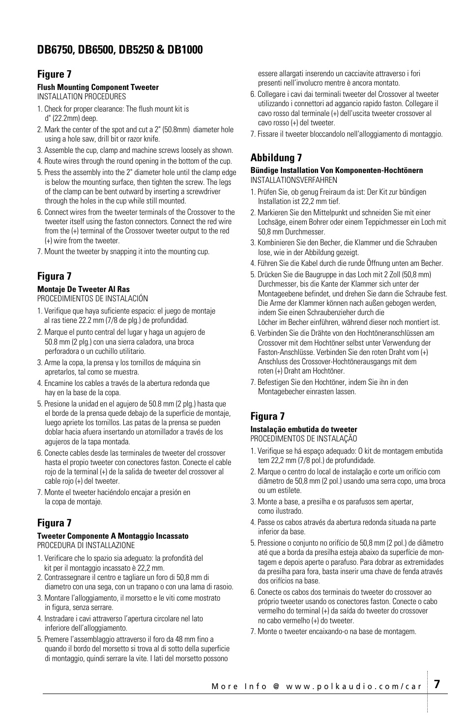 Figure 7, Figura 7, Abbildung 7 | Polk Audio polkaudio the speaker specialists DB400 User Manual | Page 7 / 12