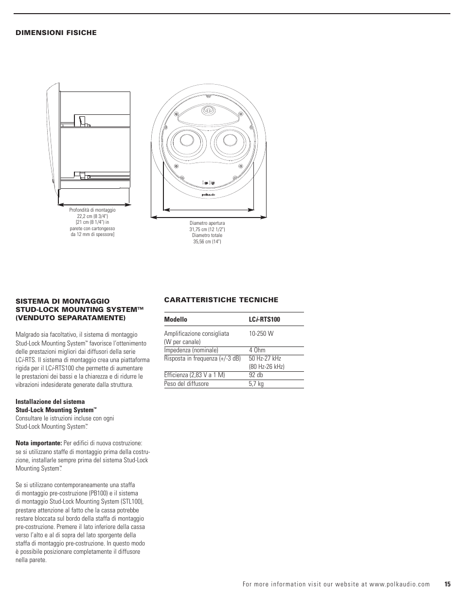 Norm. cut | Polk Audio LCi-RTS100 User Manual | Page 15 / 28