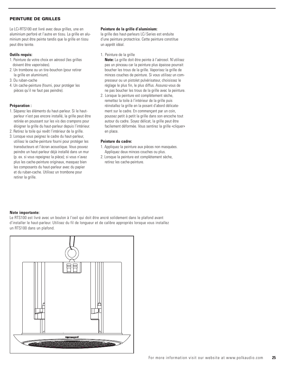 Polk Audio LCi-RTS100 User Manual | Page 25 / 28