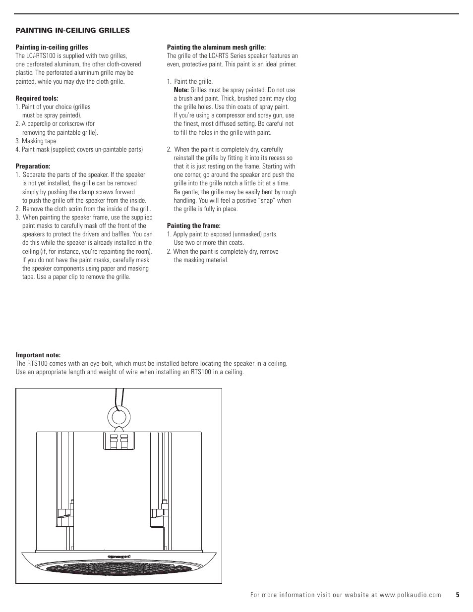 Polk Audio LCi-RTS100 User Manual | Page 5 / 28