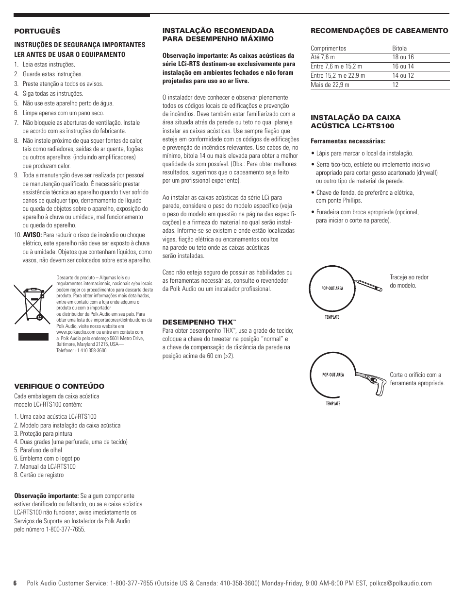 Polk Audio LCi-RTS100 User Manual | Page 6 / 28