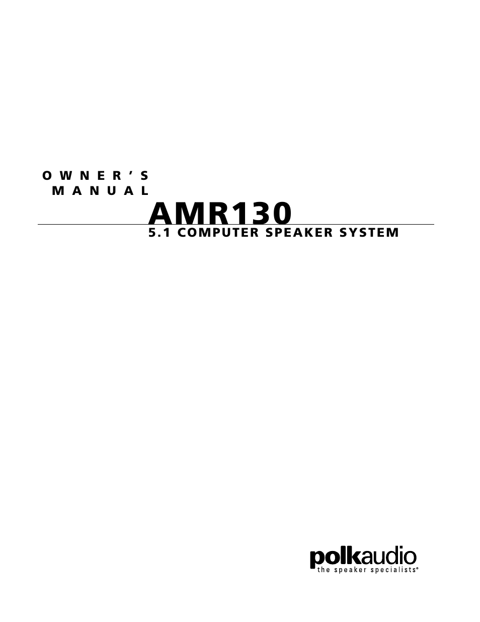Polk Audio AMR 130 User Manual | 8 pages