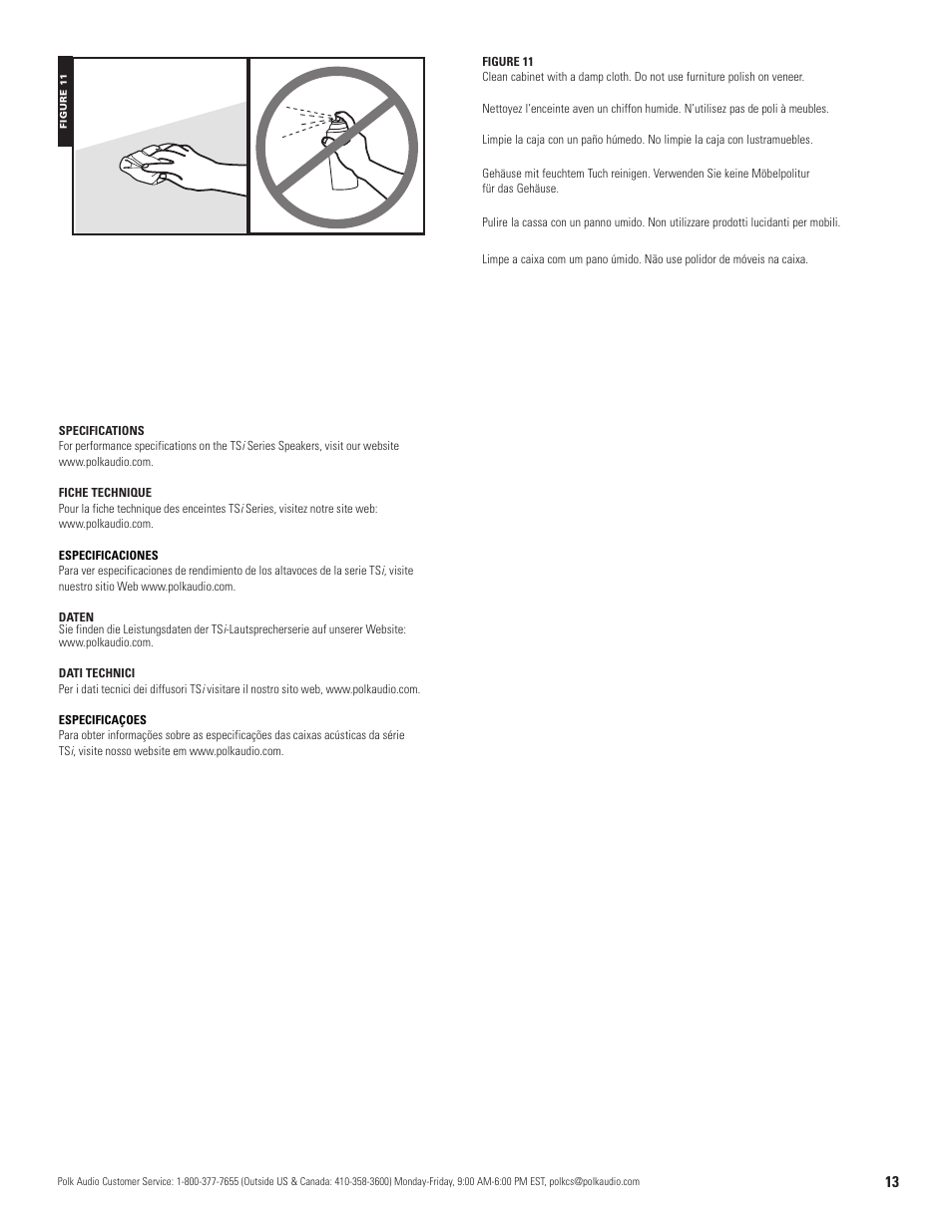 Polk Audio TSi User Manual | Page 13 / 16