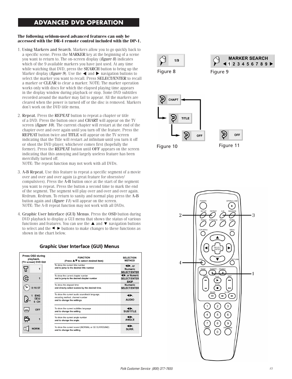 Advanced dvd operation | Polk Audio DP-1 User Manual | Page 15 / 46