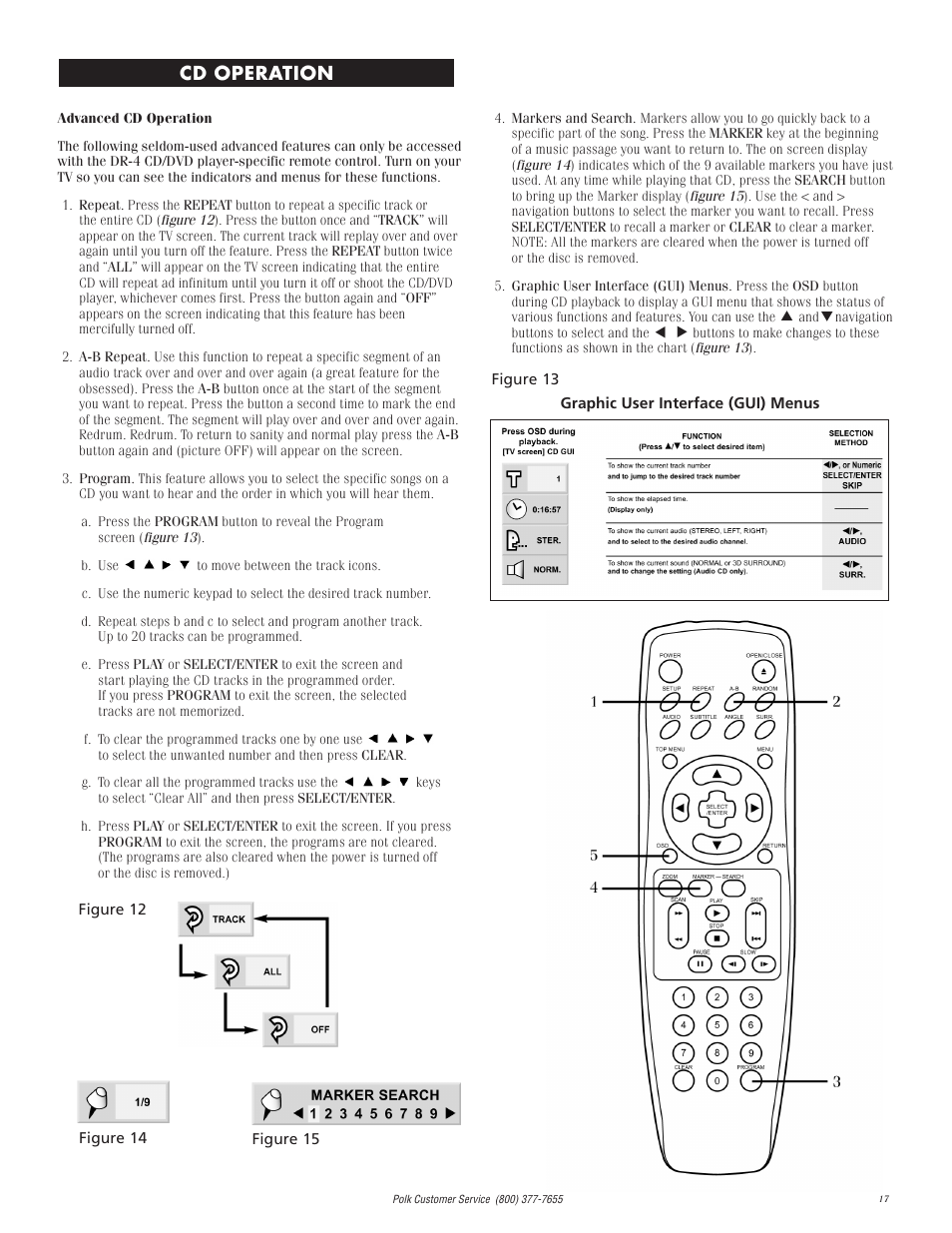 Cd operation | Polk Audio DP-1 User Manual | Page 17 / 46