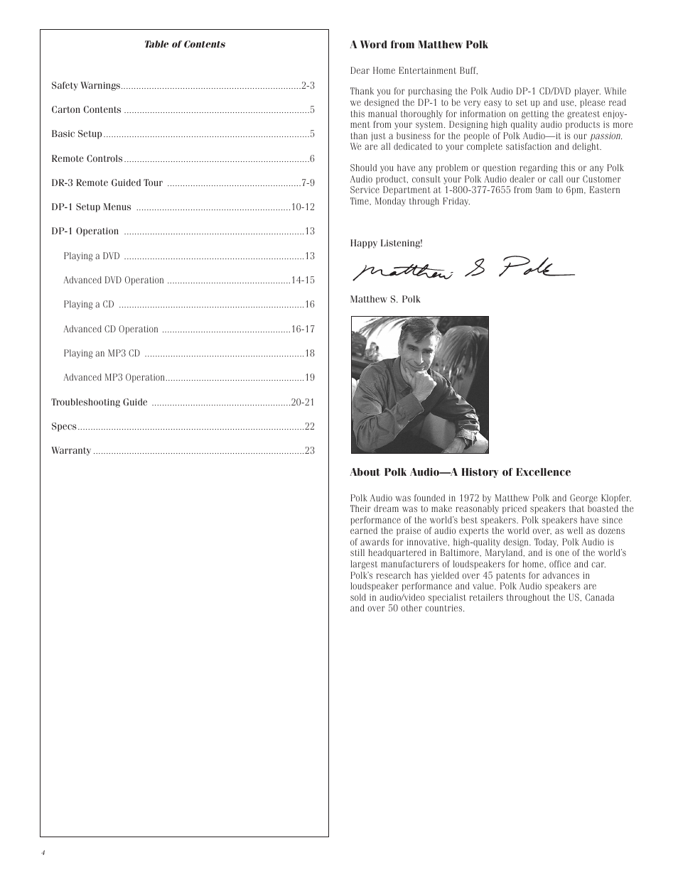 Polk Audio DP-1 User Manual | Page 4 / 46