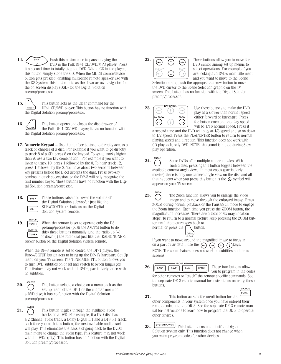 Polk Audio DP-1 User Manual | Page 9 / 46