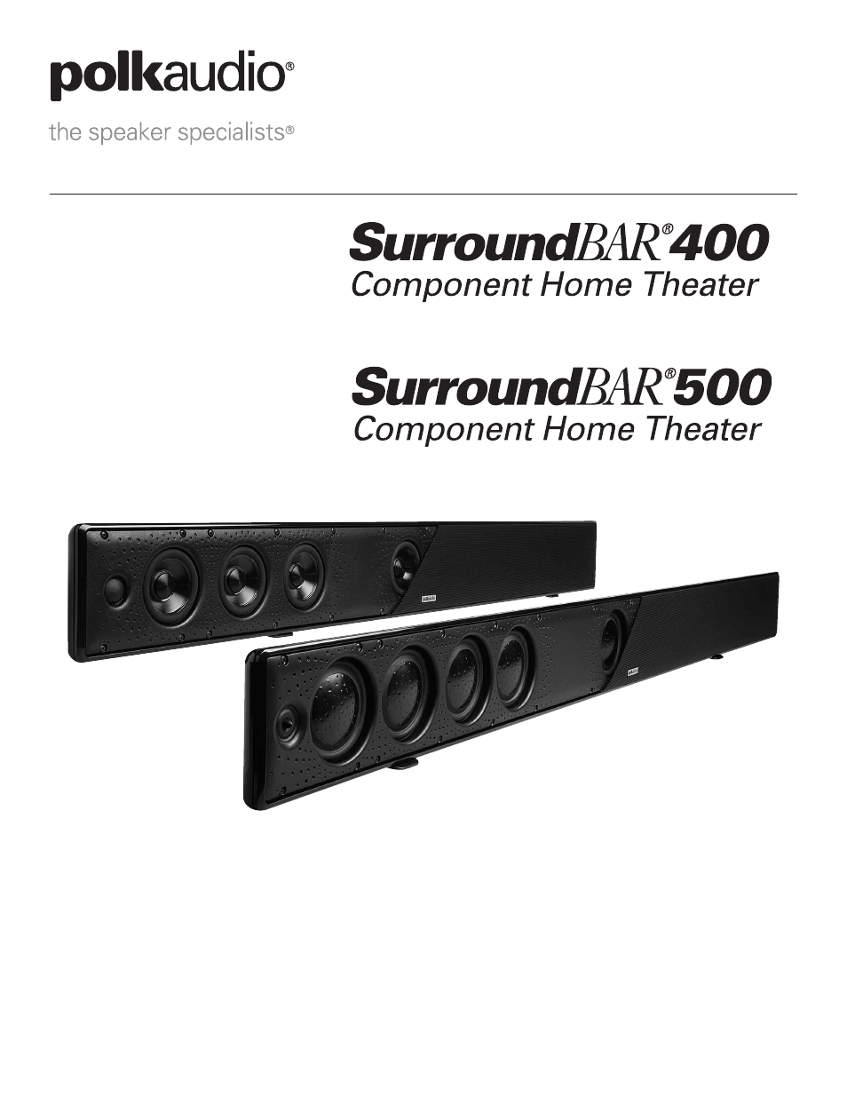 Polk Audio SurroundBar 400 Component Home Theater Speaker Bar CHT400 User Manual | 40 pages