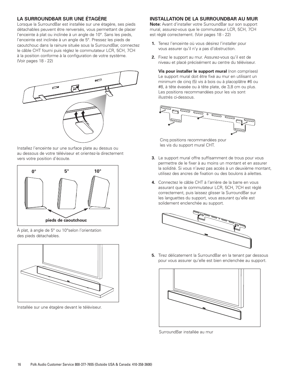 Polk Audio SurroundBar 400 Component Home Theater Speaker Bar CHT400 User Manual | Page 16 / 40