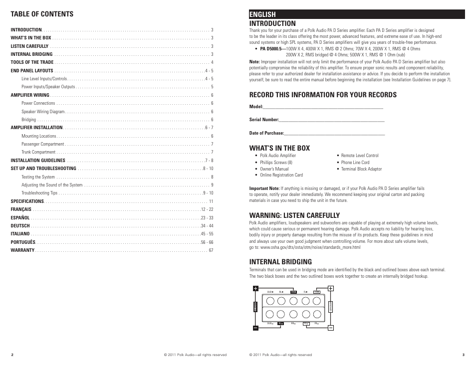Polk Audio D5000.5 User Manual | Page 2 / 34