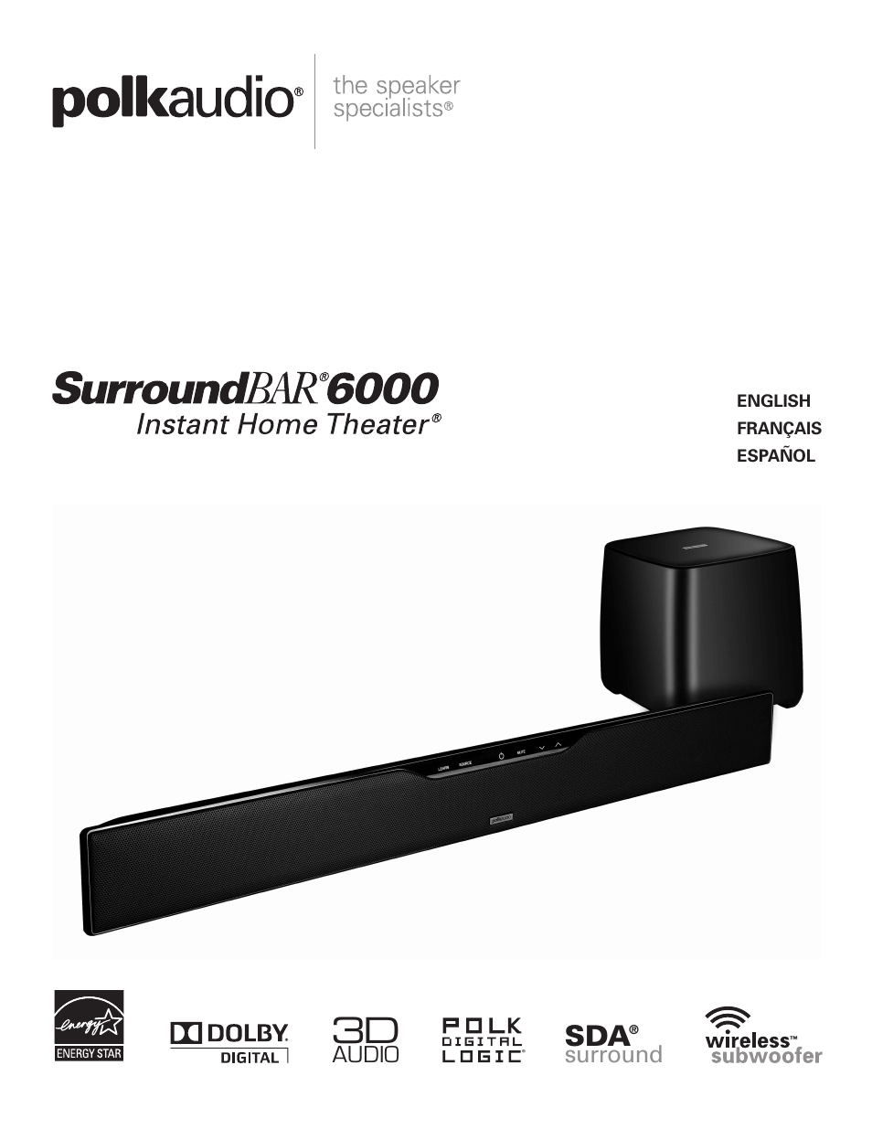 Polk Audio SurroundBar IHT 6000 Instant Home Theater AM1600-A User Manual | 32 pages