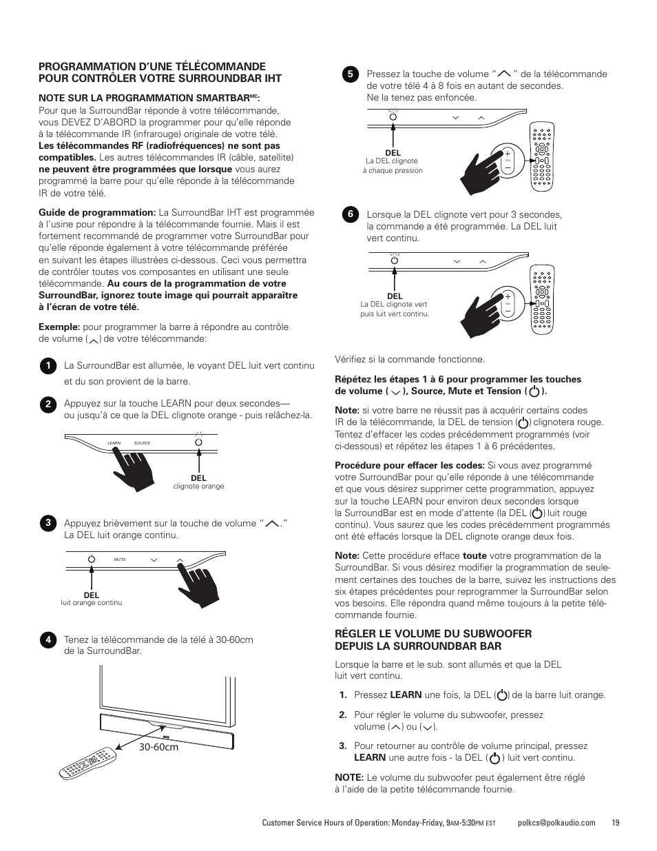 Polk Audio SurroundBar IHT 6000 Instant Home Theater AM1600-A User Manual | Page 19 / 32