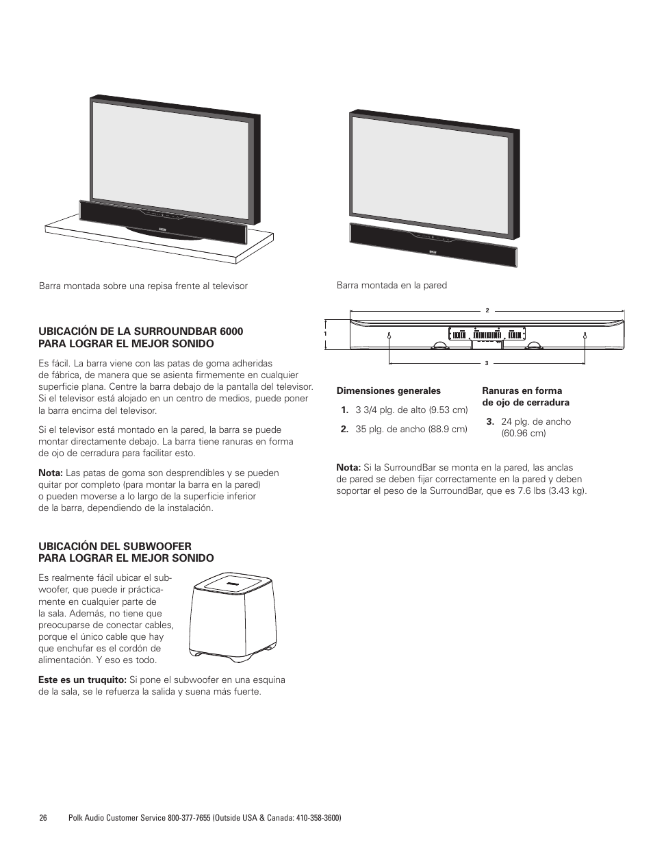 Polk Audio SurroundBar IHT 6000 Instant Home Theater AM1600-A User Manual | Page 26 / 32