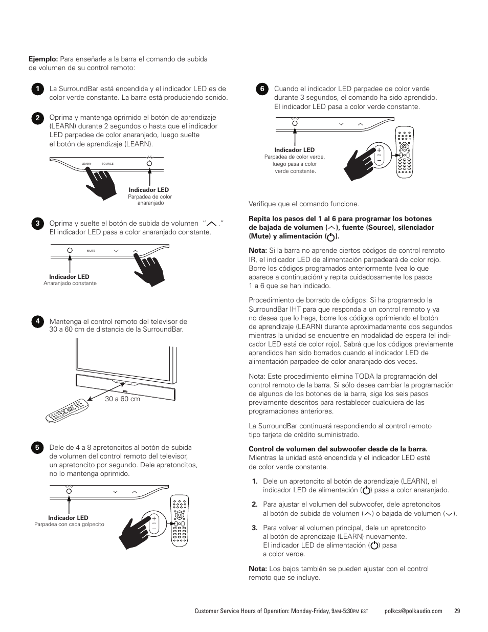 Polk Audio SurroundBar IHT 6000 Instant Home Theater AM1600-A User Manual | Page 29 / 32
