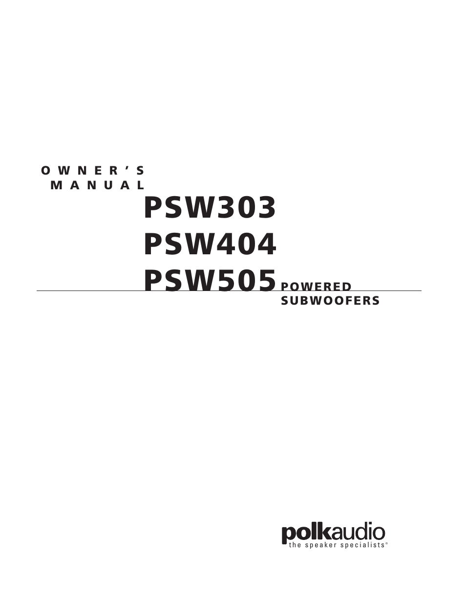 Polk Audio PSW 303 User Manual | 12 pages