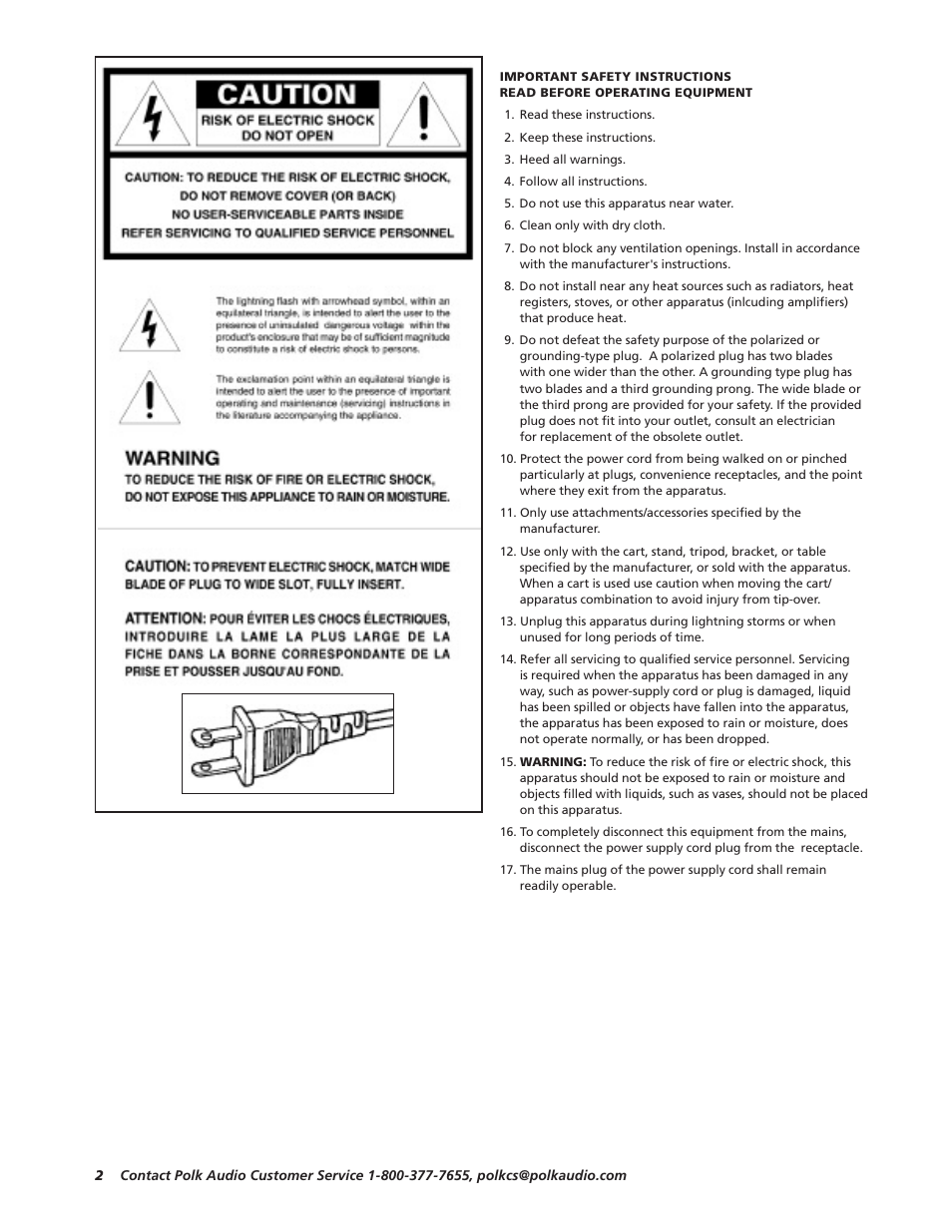 Polk Audio PSW 303 User Manual | Page 2 / 12