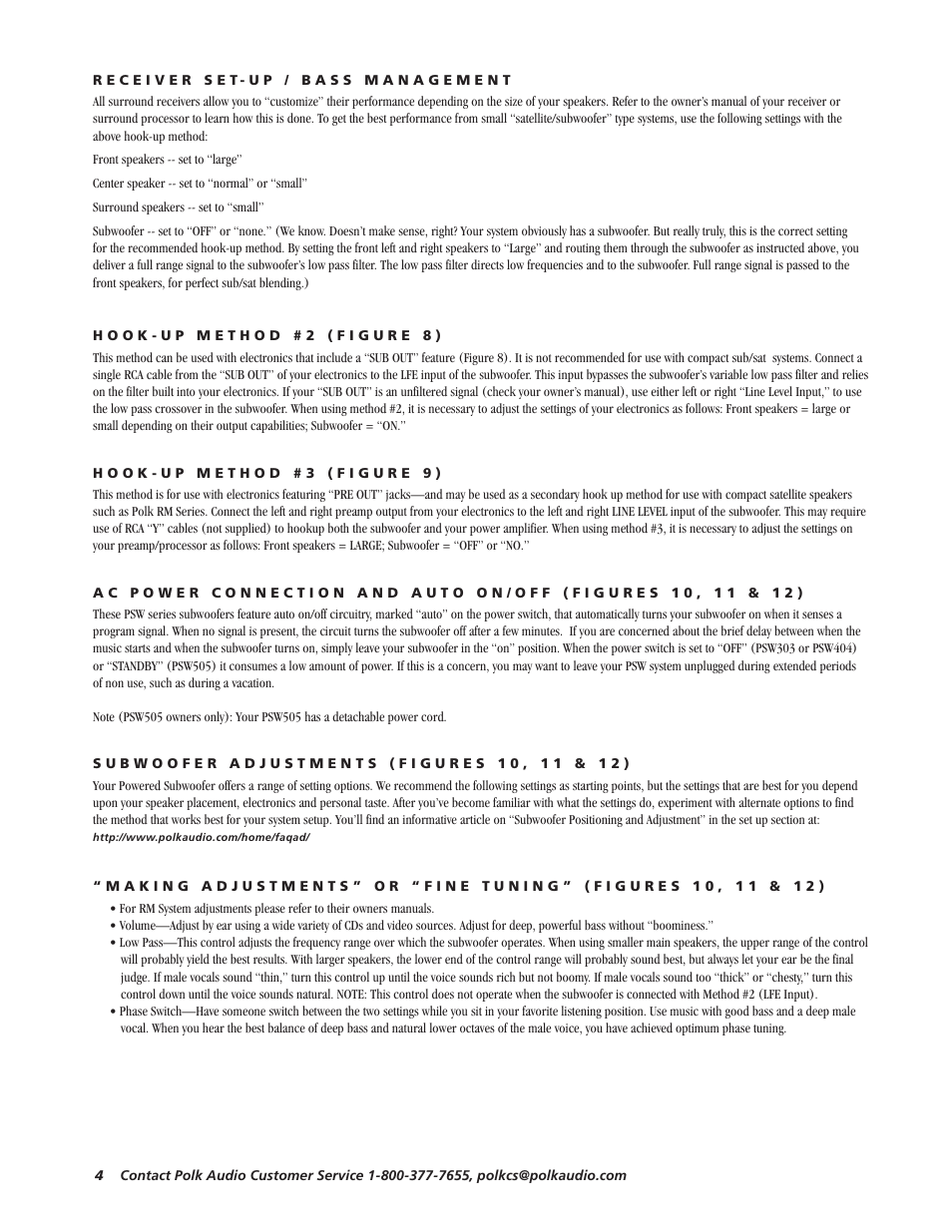 Polk Audio PSW 303 User Manual | Page 4 / 12