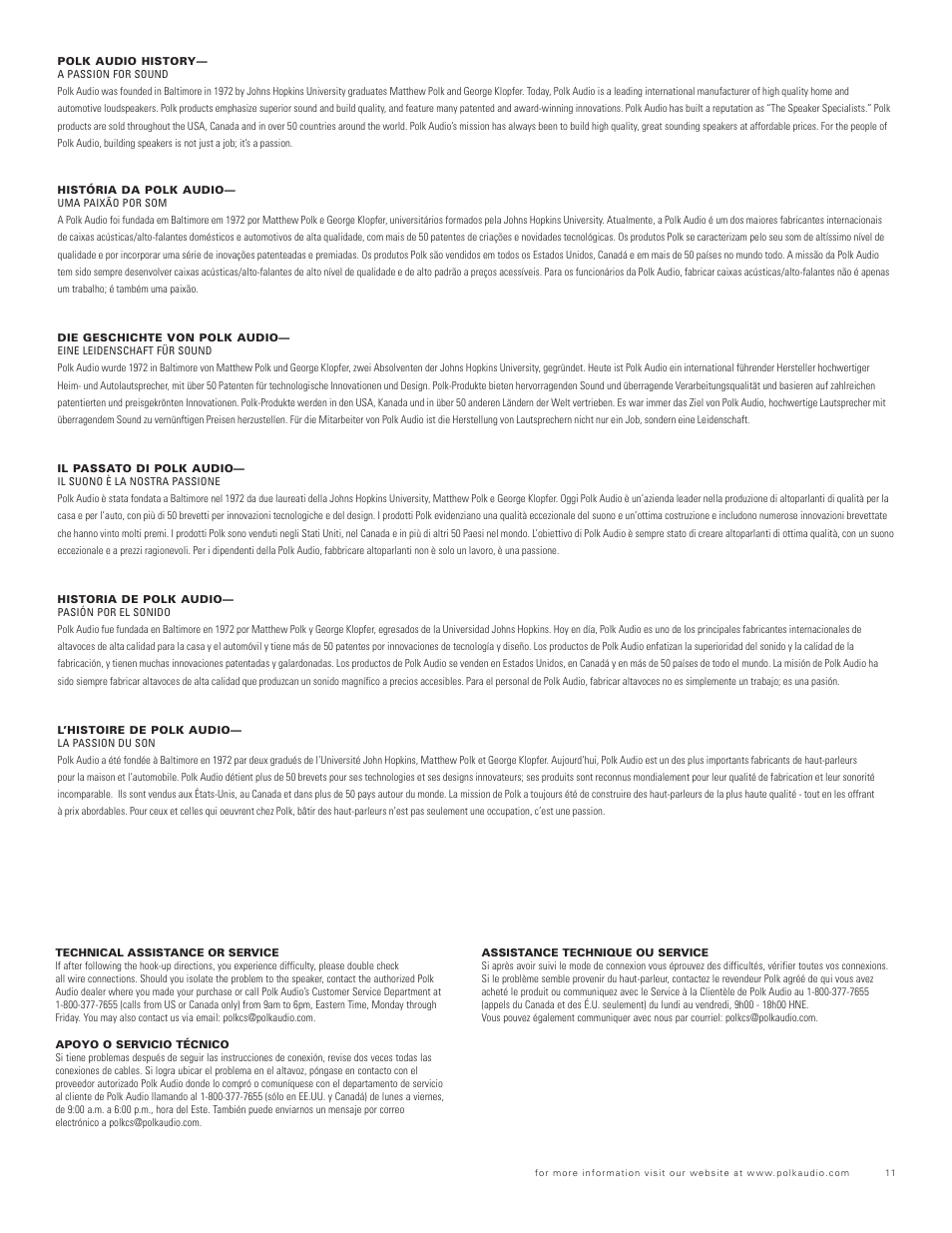 Polk Audio Polkaudio High Performance Subwoofer Amplifier SWA500 User Manual | Page 11 / 12