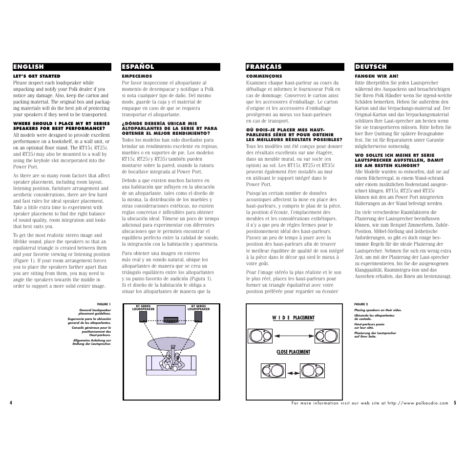English español français deutsch | Polk Audio RT15 User Manual | Page 3 / 12