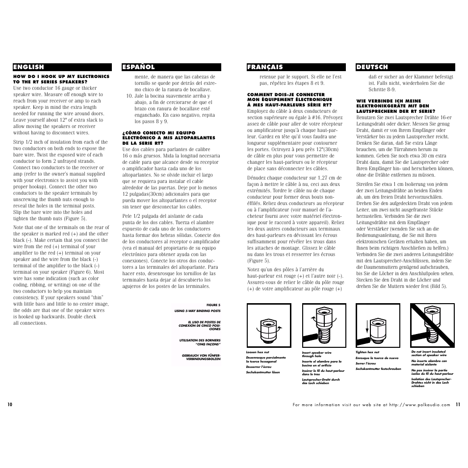 English español français deutsch español | Polk Audio RT15 User Manual | Page 6 / 12