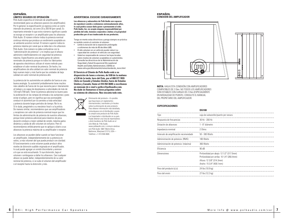 Polk Audio DXI108 User Manual | Page 4 / 8