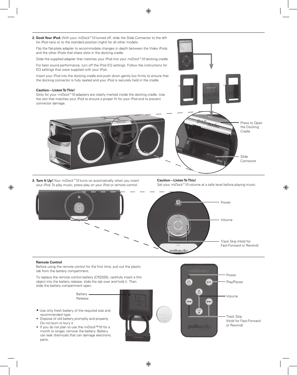 Polk Audio mi Dock 10 40-1493 User Manual | Page 2 / 4