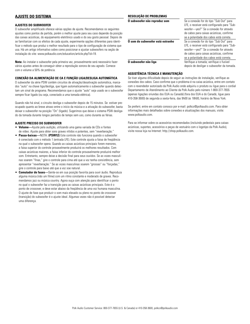 Polk Audio PSW10 User Manual | Page 16 / 19