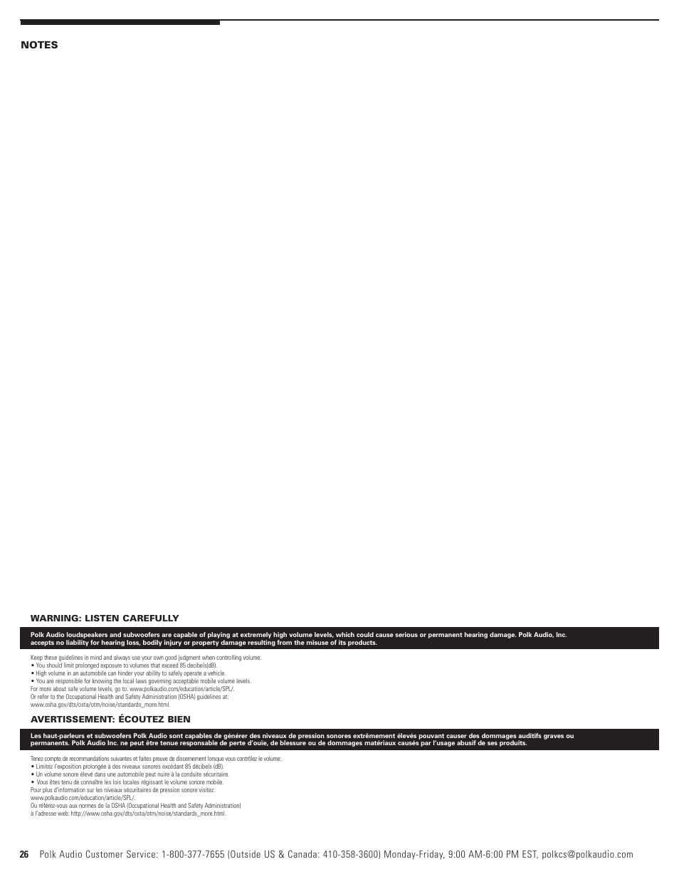 Polk Audio LCi-RTS105 User Manual | Page 26 / 28
