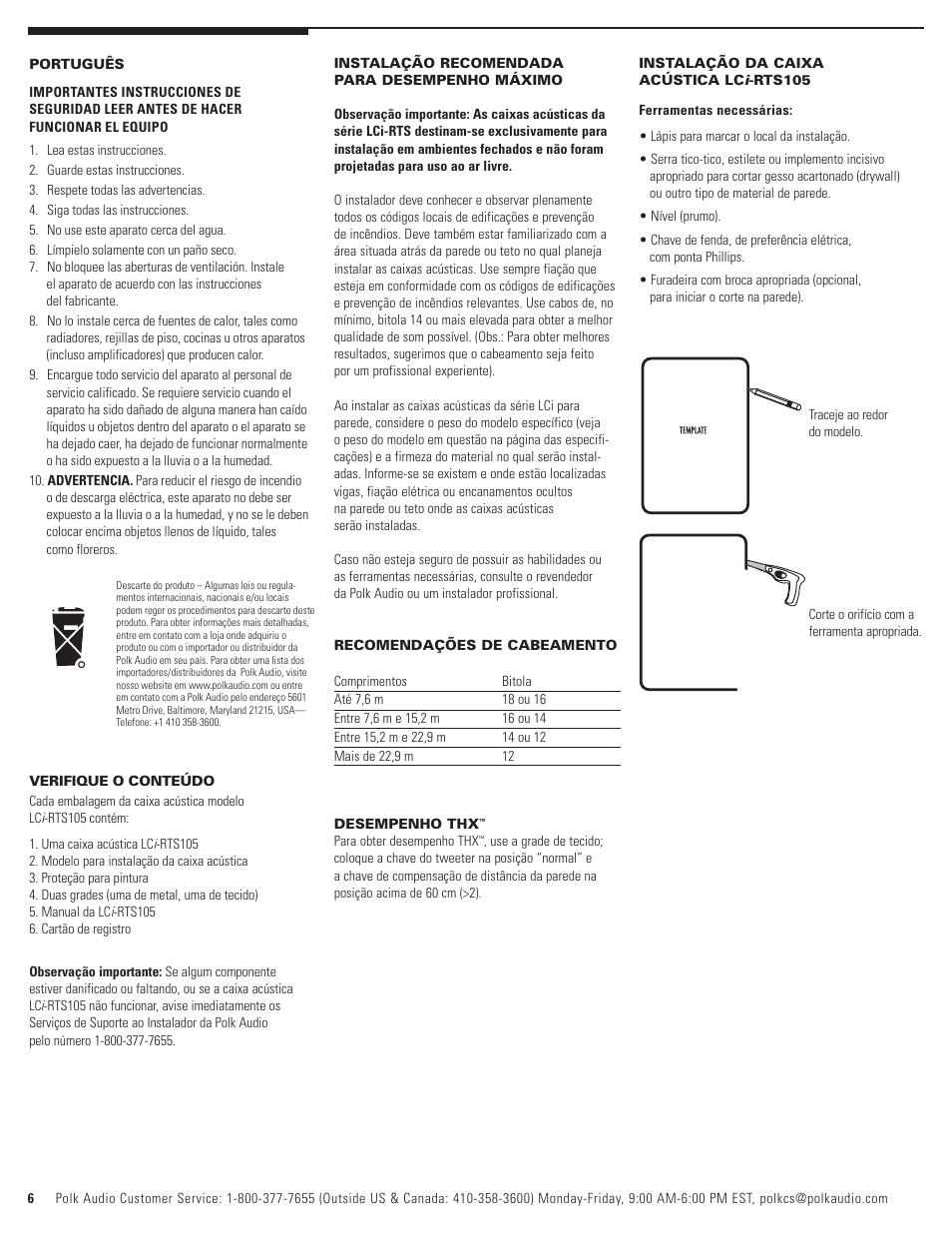 Polk Audio LCi-RTS105 User Manual | Page 6 / 28