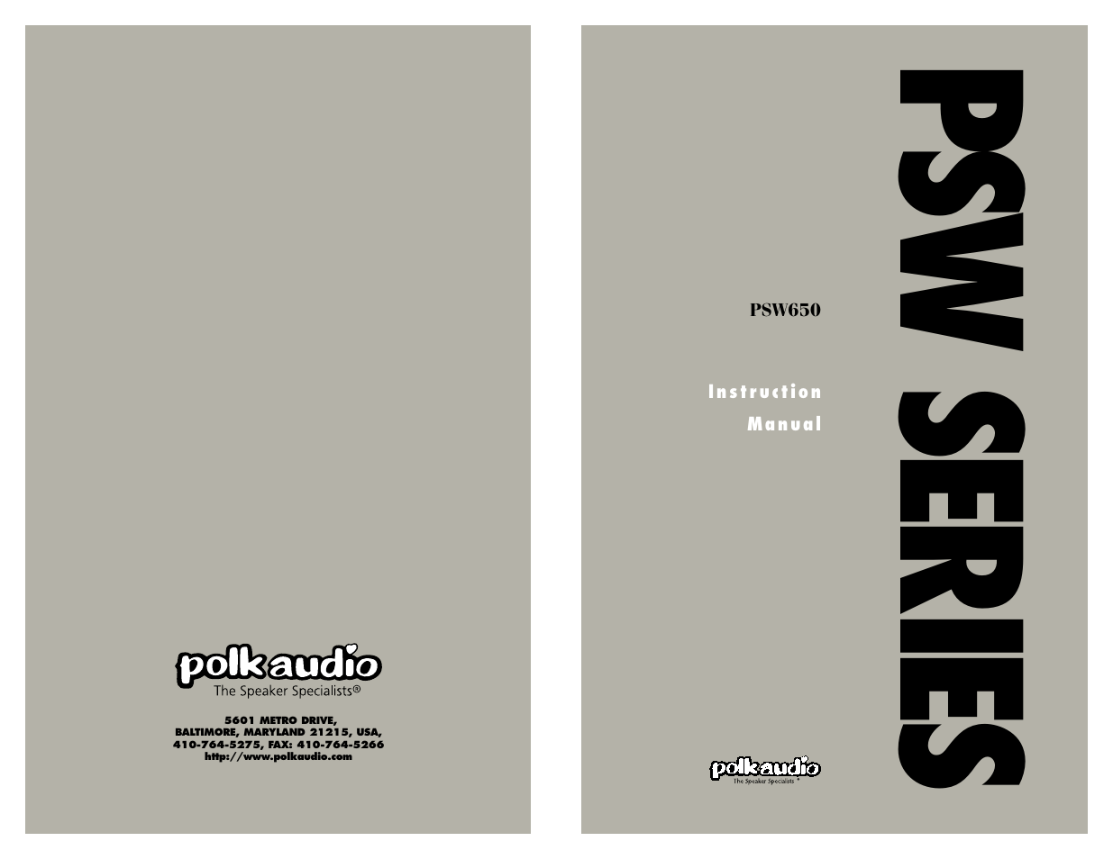 Polk Audio PSW Series PSW650 User Manual | 8 pages