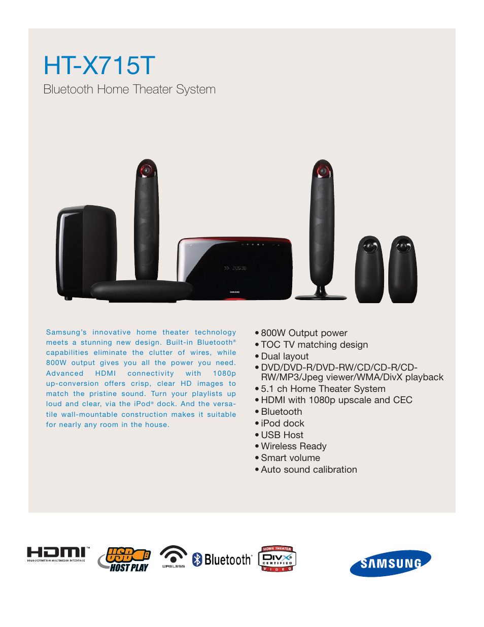 Polk Audio HT-X715T User Manual | 2 pages