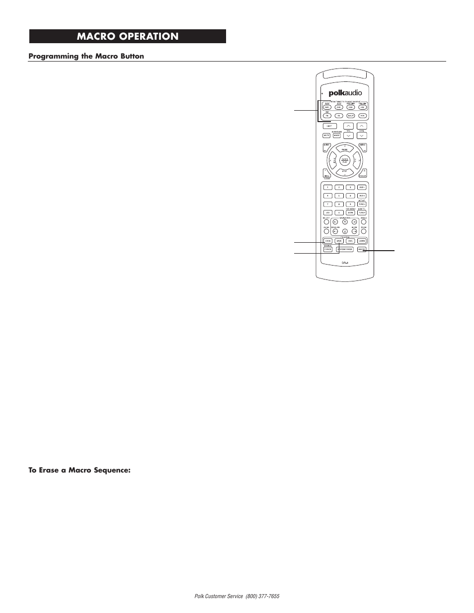 Macro operation | Polk Audio DR-3 User Manual | Page 12 / 16