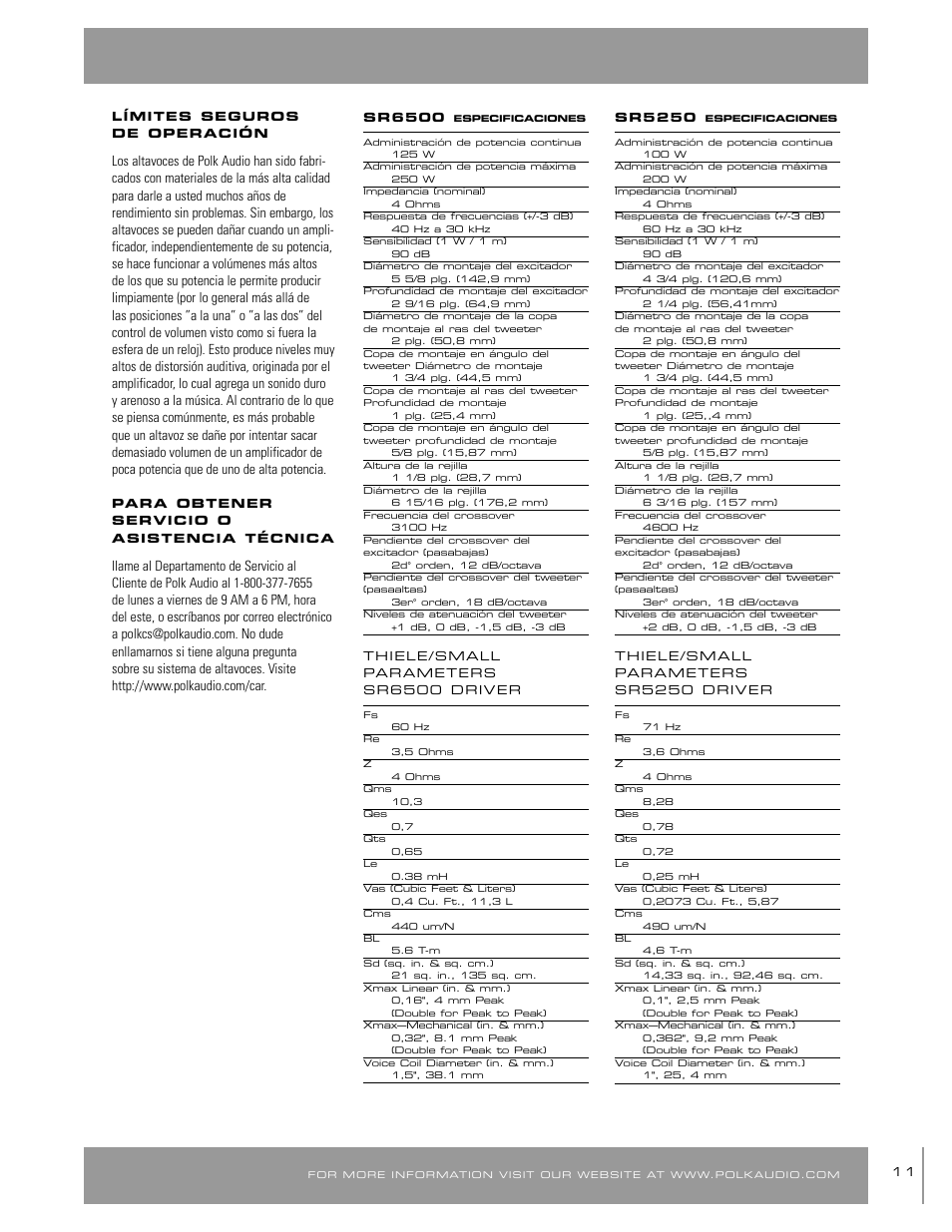 Polk Audio SR65006 User Manual | Page 11 / 24