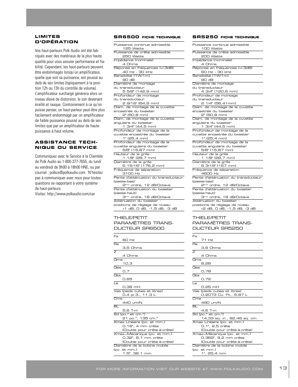 Polk Audio SR65006 User Manual | Page 13 / 24