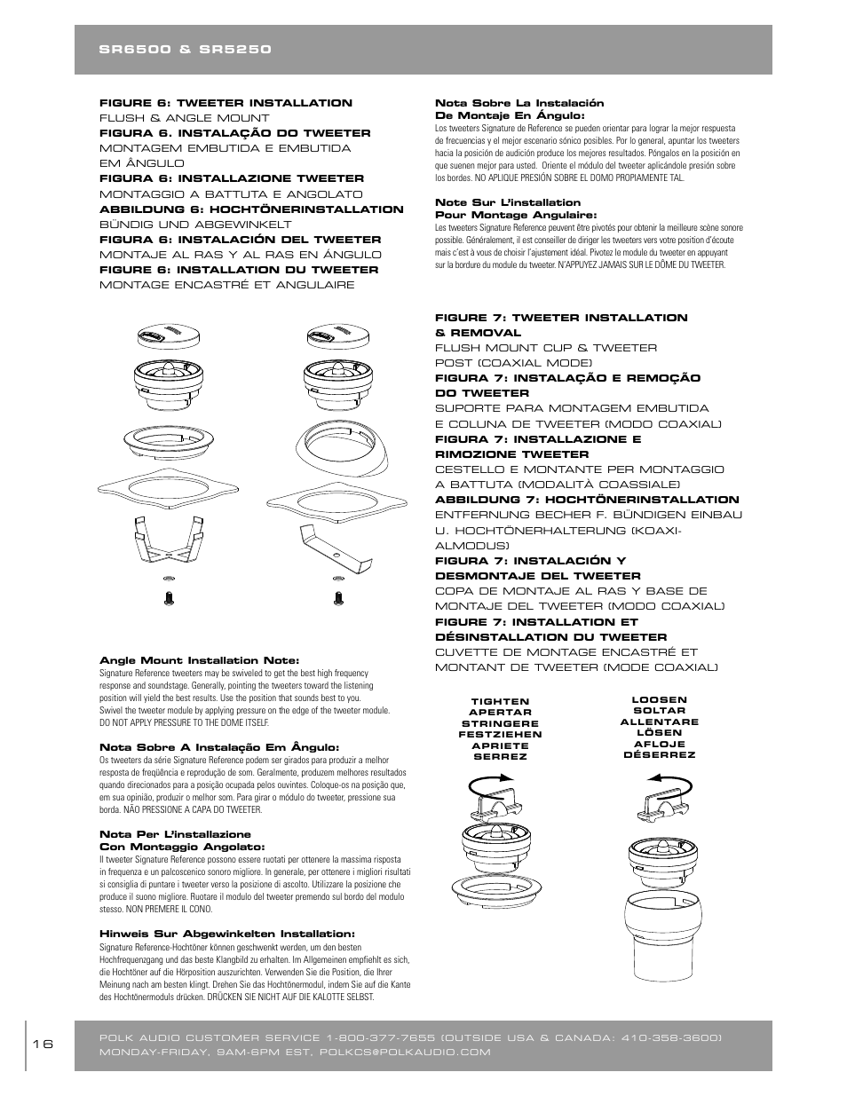 Component tweeter assy | Polk Audio SR65006 User Manual | Page 16 / 24