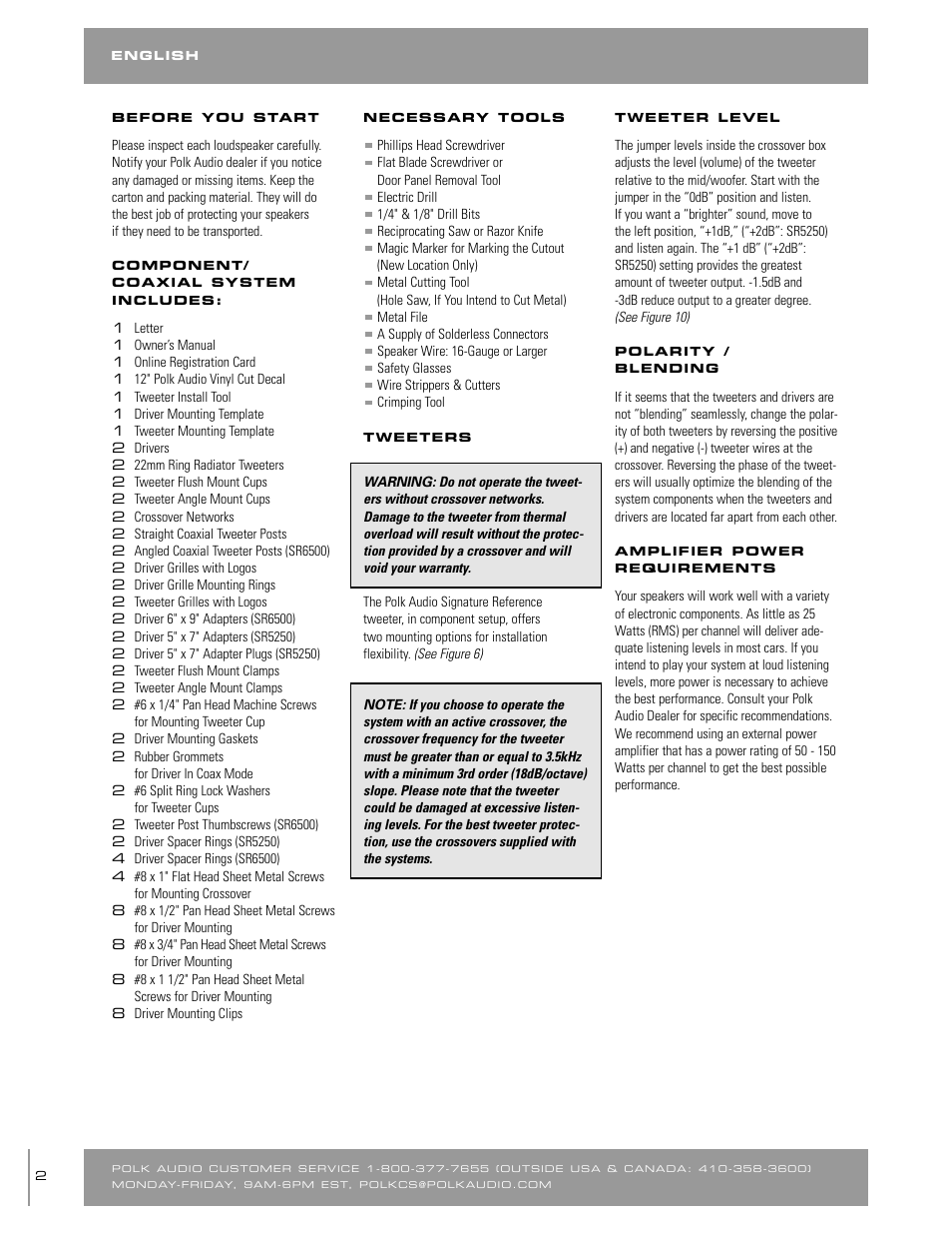 Polk Audio SR65006 User Manual | Page 2 / 24