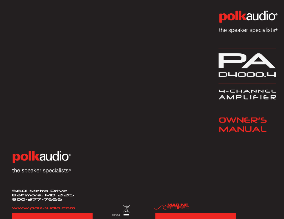 Polk Audio PAD4000.4 User Manual | 34 pages