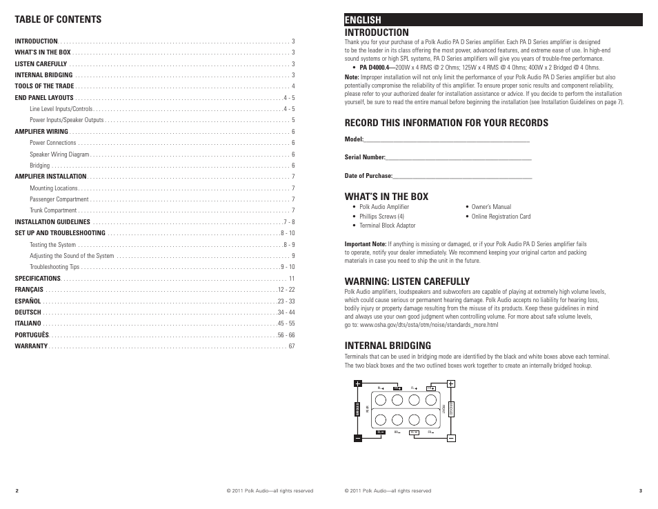 Polk Audio PAD4000.4 User Manual | Page 2 / 34