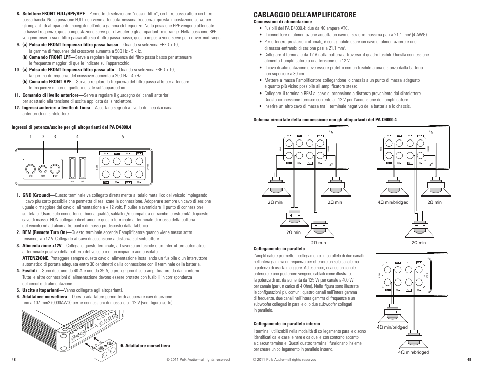 Cablaggio dell’amplificatore | Polk Audio PAD4000.4 User Manual | Page 25 / 34