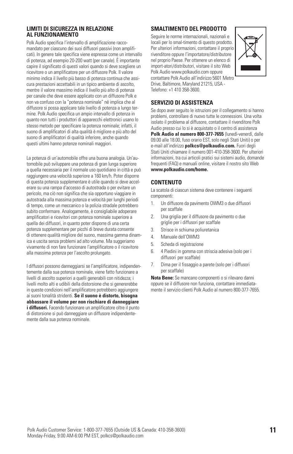 Polk Audio OWM3 User Manual | Page 11 / 24