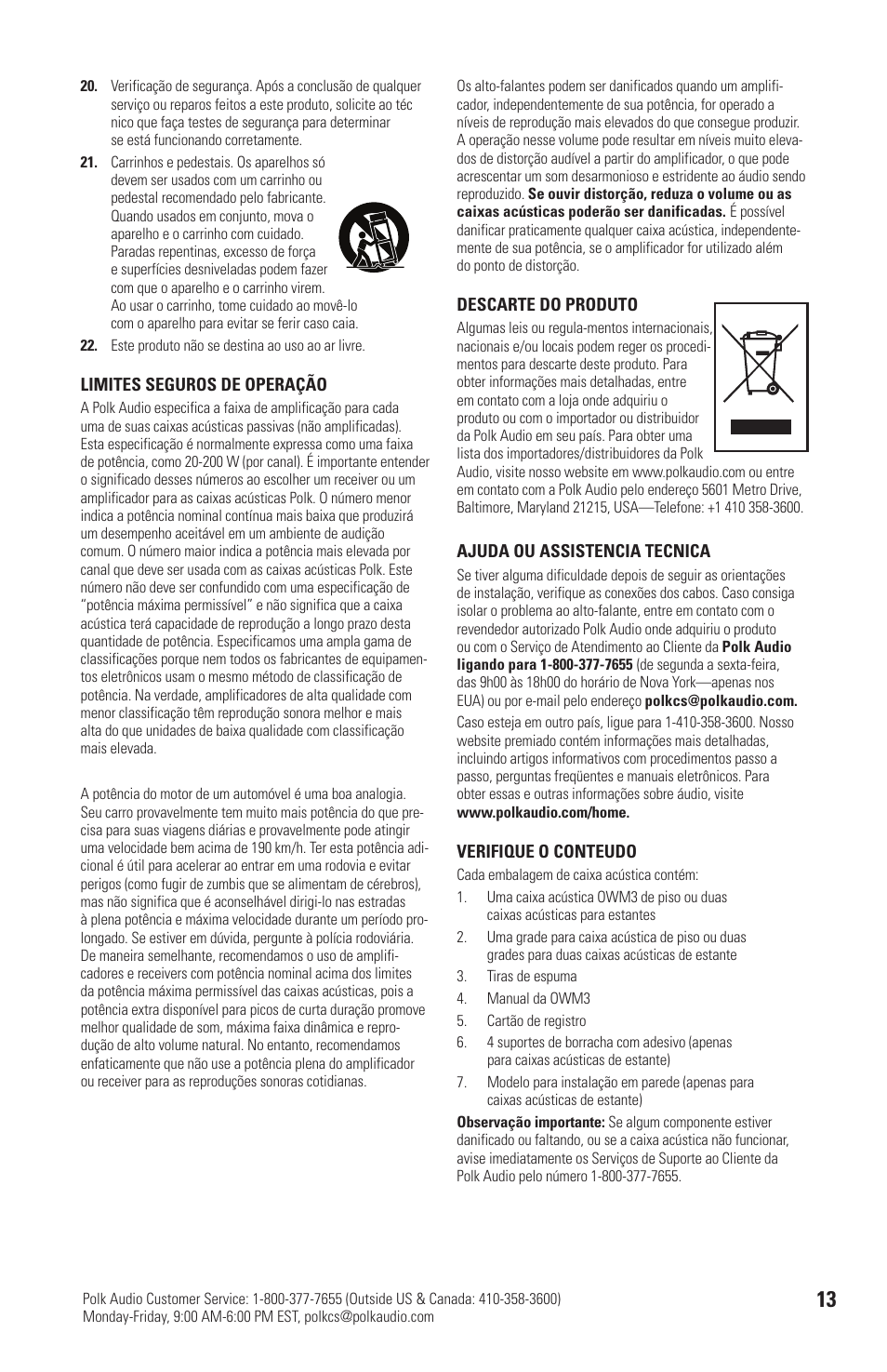 Polk Audio OWM3 User Manual | Page 13 / 24