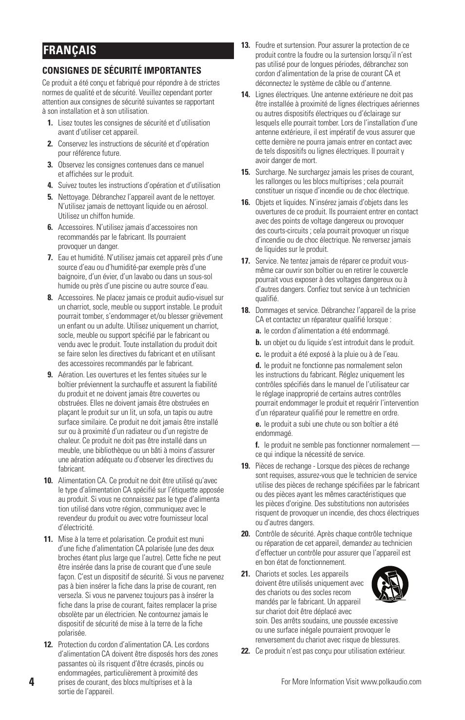 Français 4 | Polk Audio OWM3 User Manual | Page 4 / 24