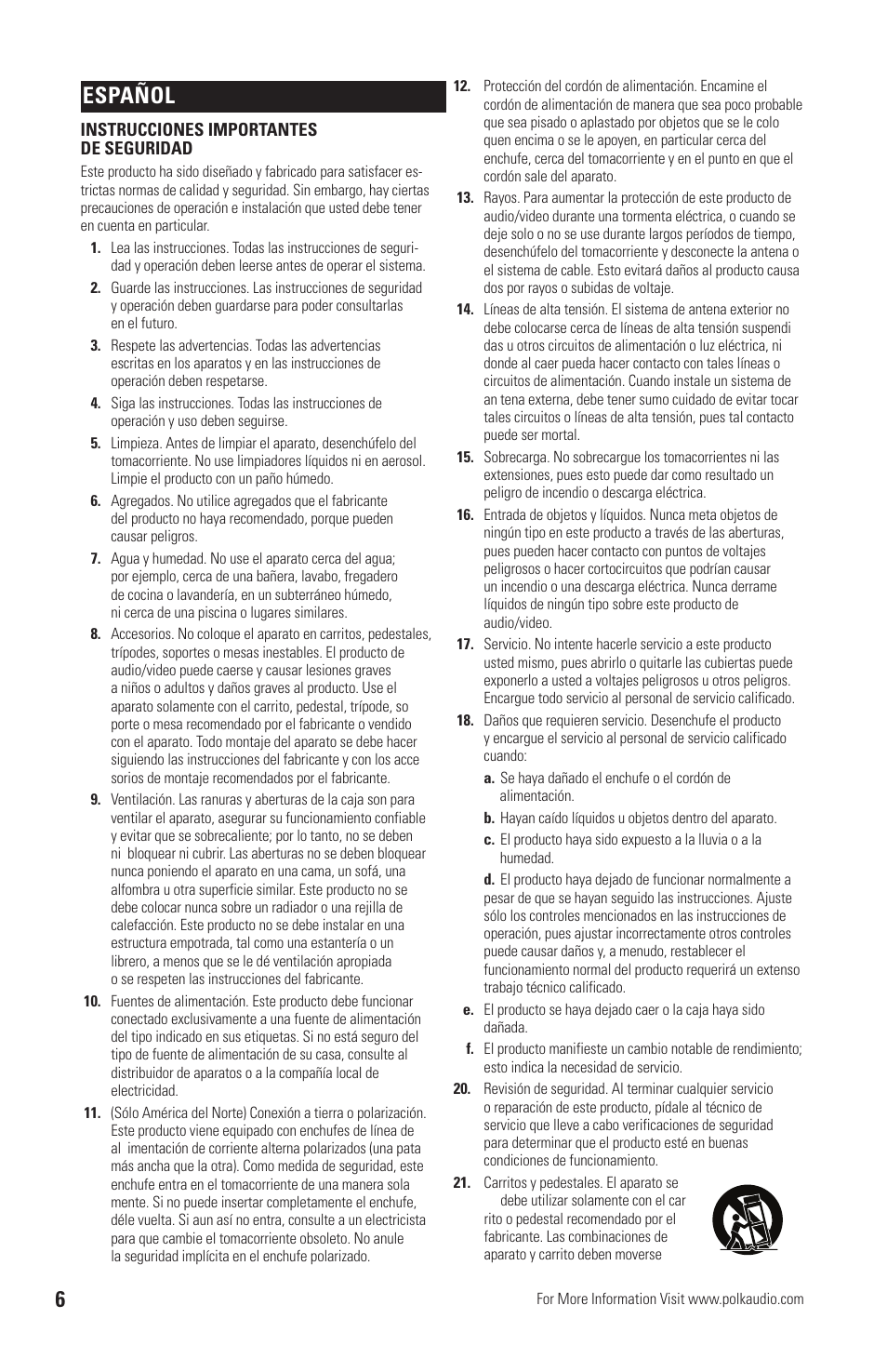 Español 6 | Polk Audio OWM3 User Manual | Page 6 / 24